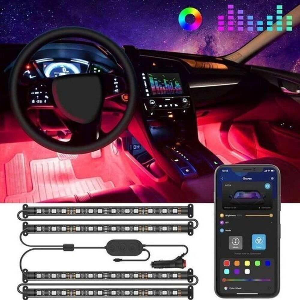 Interior Car Lights, LED Car Strip Lights with Two-Line Waterproof Design